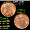 Image 1 : 1909-p VDB Lincoln Cent 1c Grades Gem+ Unc RB