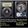 Image 1 : Proof 1995-S Olympics Basketball Modern Commem Half Dollar 50c Graded pr70 dcam By USCG