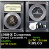 Image 1 : Proof 1989-S Congress Modern Commem Dollar $1 Graded pr70 dcam By USCG