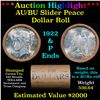 Image 1 : ***Auction Highlight***  AU/BU Slider Shotgun Peace $1 Roll 1922 & P Ends Virtually UNC (fc)