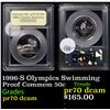 Image 1 : Proof 1996-S Olympics Swimming Modern Commem Half Dollar 50c Graded pr70 dcam By USCG
