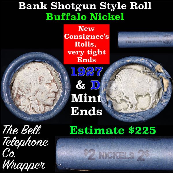 thumbnail image 2 of One Shotgun Roll Of 40 Buffalo Nickel Five Cent Pieces – Mixed Years 1913-1938 – Circulated 2 of 3