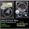 Image 1 : Proof 1995-S Civil War Modern Commem Dollar $1 Graded pr70 dcam By USCG