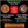 Image 1 : Mixed small cents 1c orig shotgun roll, 1928-d Wheat Cent, 1899 Indian cent other end, Brinks Wrappe