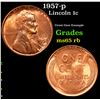 Image 1 : 1957-p Lincoln Cent 1c Grades GEM Unc RB
