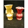 Image 2 : 2 Small Vases - 1 Gold and 1 Burgundy -