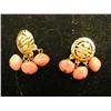 Image 4 : 2 Pair Bakelite Earrings - Coral Colored 1 1/2"