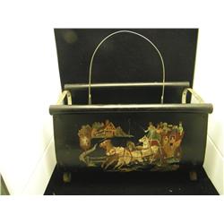 Antique Tin Magazine Rack 15" W x 16" H