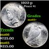 Image 1 : 1922-p Peace Dollar $1 Grades GEM+ Unc