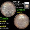 Image 1 : 1881-p Morgan Dollar $1 Graded ms64+ By SEGS