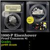 Image 1 : Proof 1990-P Eisenhower Modern Commem Dollar $1 Graded pr69 dcam By USCG