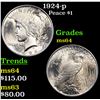 Image 1 : 1924-p Peace Dollar $1 Grades Choice Unc