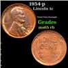 Image 1 : 1954-p Lincoln Cent 1c Grades GEM Unc RB