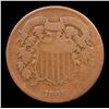 Image 2 : 1865 plain 5 Two Cent Piece 2c Grades vf+