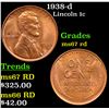 Image 1 : 1938-d Lincoln Cent 1c Grades GEM++ Unc RD