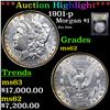 Image 1 : ***Auction Highlight*** 1901-p Morgan Dollar $1 Graded Select Unc By USCG (fc)