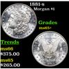 Image 1 : 1881-s Morgan Dollar $1 Grades GEM+ Unc