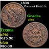 Image 1 : 1838 Coronet Head Large Cent 1c Grades vf++