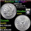 Image 1 : ***Auction Highlight*** 1892-cc Morgan Dollar $1 Graded Select Unc By USCG (fc)