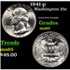 Image 1 : 1941-p Washington Quarter 25c Grades GEM Unc