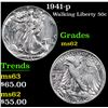 Image 1 : 1941-p Walking Liberty Half Dollar 50c Grades Select Unc