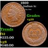 Image 1 : 1869 Indian Cent 1c Grades vg+