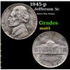 Image 1 : 1945-p Jefferson Nickel 5c Grades Select Unc
