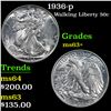 Image 1 : 1936-p Walking Liberty Half Dollar 50c Grades Select+ Unc