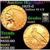 Image 1 : ***Auction Highlight*** 1925-d Gold Indian Quarter Eagle $2 1/2 Graded Select Unc By USCG (fc)