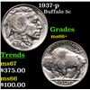 Image 1 : 1937-p Buffalo Nickel 5c Grades GEM++ Unc
