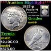 Image 1 : ***Auction Highlight*** 1927-p Peace Dollar $1 Graded Choice+ Unc By USCG (fc)