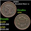 1844 Braided Hair Large Cent 1c Grades xf+