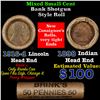 Image 1 : Mixed small cents 1c orig shotgun roll, 1916-d Wheat Cent, 1898 Indian Cent other end, brinks Wrappe