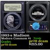 Image 1 : Proof 1993-s Madison Modern Commem Dollar $1 Graded pr70 dcam BY USCG