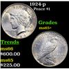 Image 1 : 1924-p Peace Dollar $1 Grades GEM+ Unc