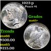 Image 1 : 1923-p Peace Dollar $1 Grades GEM+ Unc