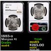 Image 1 : NGC 1885-o Morgan Dollar $1 Graded ms64 By NGC