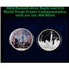 Image 1 : 2004 Painted silver Eagle and 9/11 World Trade Center Commemorative, each are 1oz .999 Silver.