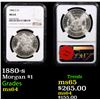 Image 1 : NGC 1880-s Morgan Dollar $1 Graded ms64 By NGC