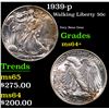 Image 1 : 1939-p Walking Liberty Half Dollar 50c Grades Choice+ Unc