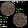 Image 1 : 1865 plain 5 Two Cent Piece 2c Grades vf++