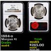 Image 1 : NGC 1884-o Morgan Dollar $1 Graded ms64 By NGC