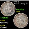 Image 1 : 1877-p Seated Liberty Quarter 25c Grades vf+