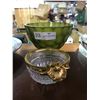 Image 1 : Large Green Bowl And Small Crystal Bowl