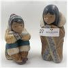 Image 1 : Pair of Lladro Figurines Inuit Collectibles 8" Tall
