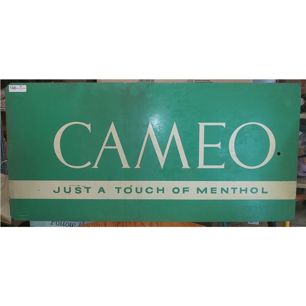 Antique Metal Cameo Just a Touch of Menthol Sign 44" Long x 21" Wide