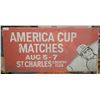 Image 2 : Antique Metal Sign America's Cup Challenges  44" Long x 21" Wide
