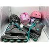 Image 1 : Lot of kids bike helmets and rollerblades