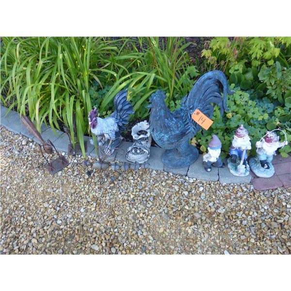 Rooster and Leprechaun Garden Décor