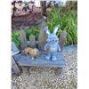Image 3 : 2- Farm Wood Benches and Rabbit, Dog & Turtle Garden Décor